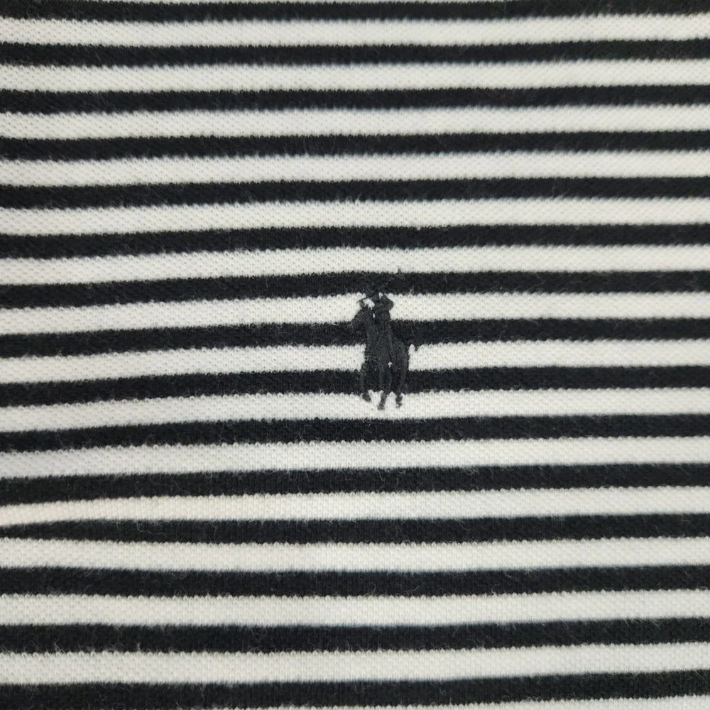 Vintage Polo Ralph Lauren Mens Shirt Size Large Short Sleeve Striped Black White